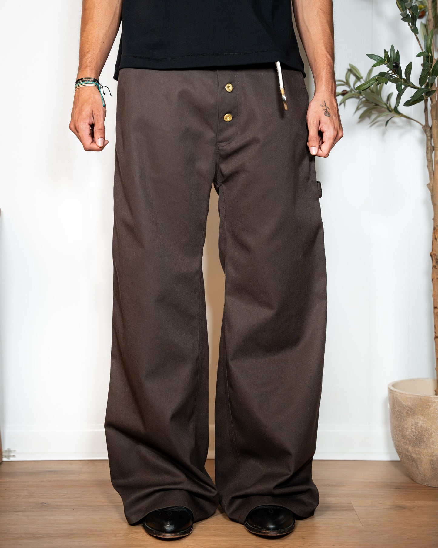 Brown Flared Chinos